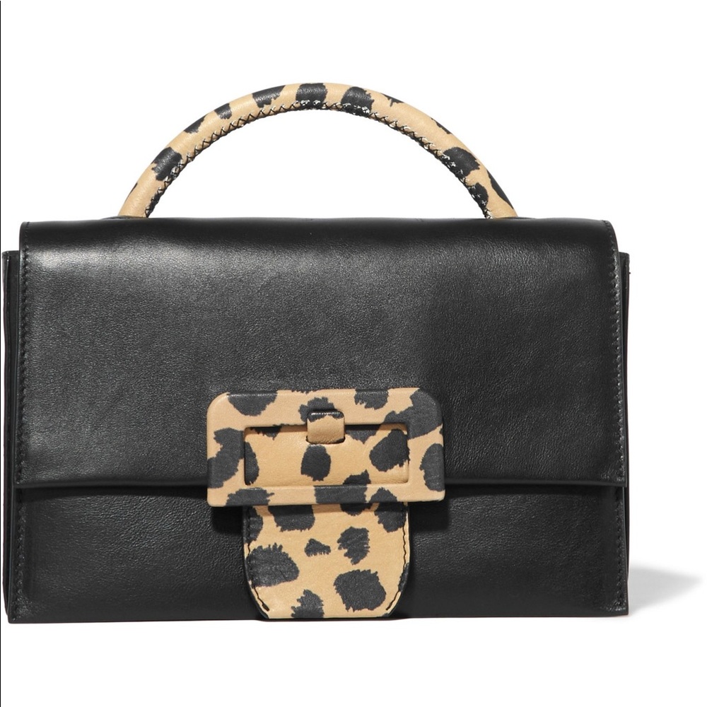 Leopard printed leather shoulder bag